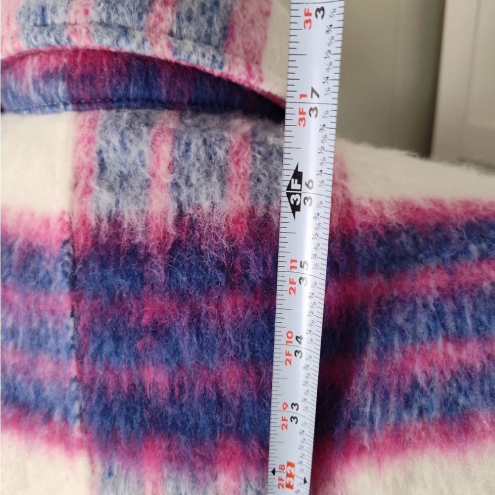 Blank NYC Plaid Shacket Coat | Cozy Oversized Shirt Jacket Pink Purple Large - Picture 4 of 5